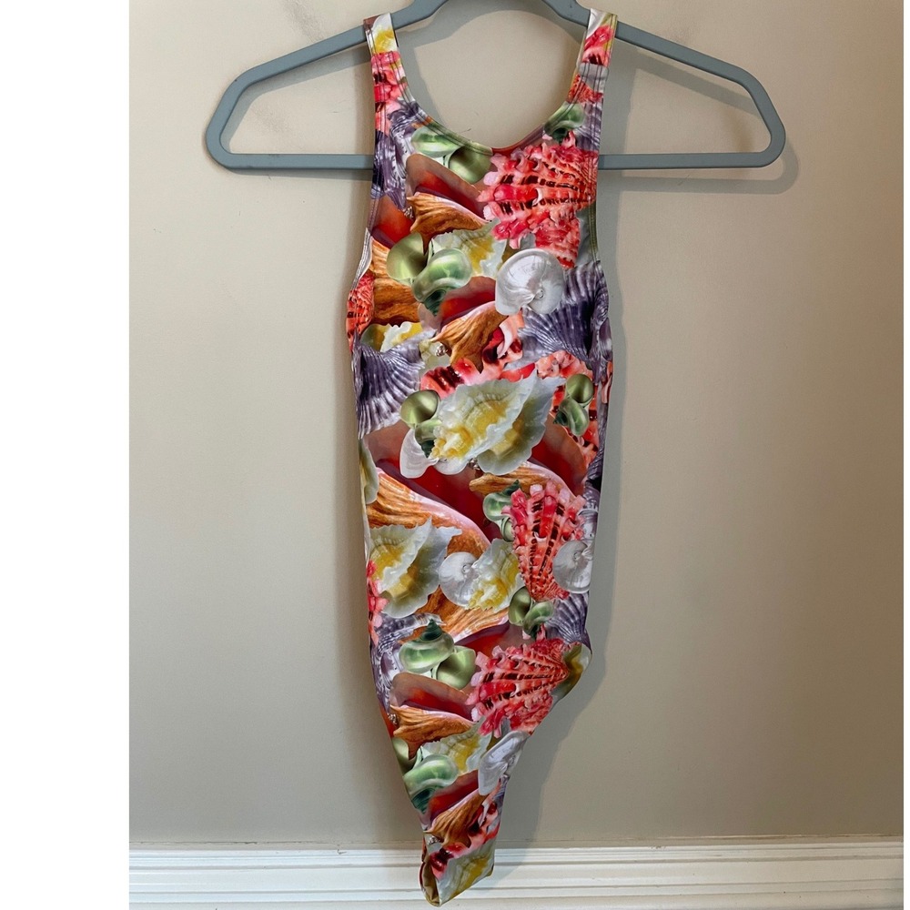 Hosbjerg Fulon One Piece Swimsuit XS (2) Seashell Print High‎ Neck NWT $170